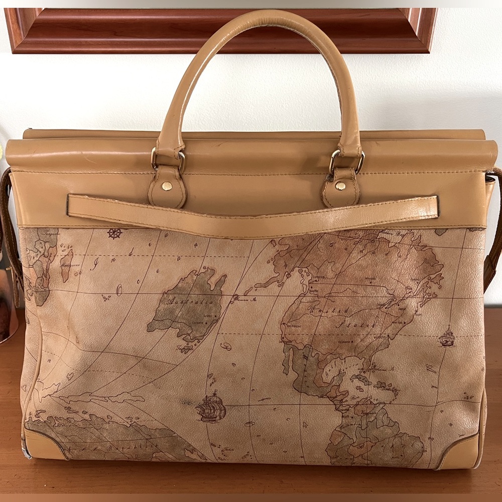 Map Pattern Leather Millionaire’s Hand Luggage Bag - image 4